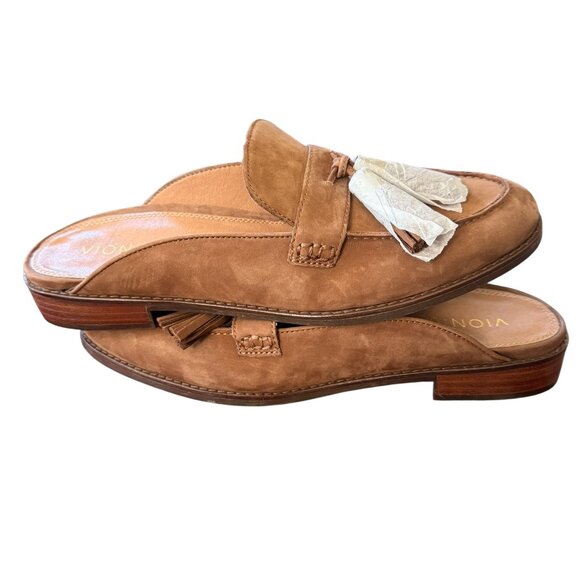 Vionic 'Reagan'  Brown Nubuck Tassled Mules NWOB Sz11 - Picture 3 of 9